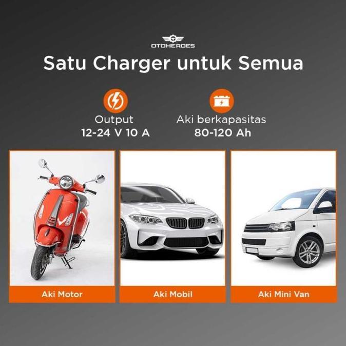 Charger Aki Accu Mobil Motor Taffware Lead Acid 12-24V 10A 80-120Ah HARGA KHUSUS