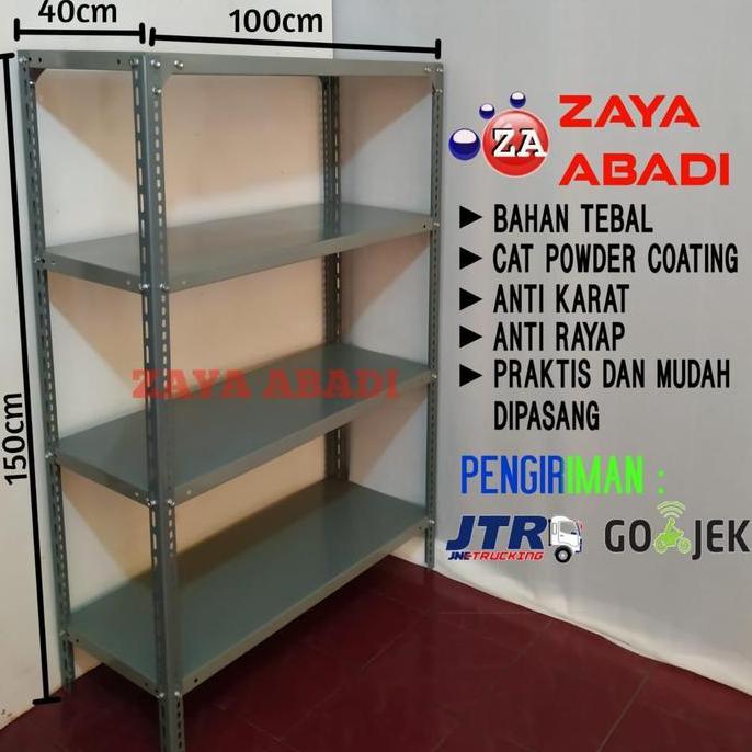 Rak Besi Siku Gudang Serbaguna 4 Susun Ambalan 100X40X150Cm Baru