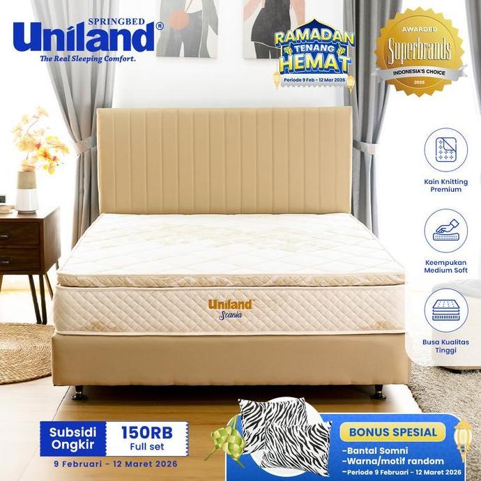 Uniland Springbed Scania Pillowtop - Kasur Spring Bed Full Set