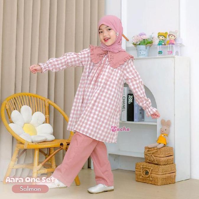 TERLARIS Aara One set by Sacha - Oneset anak baju anak model kotak baju anak motif kotak setelan ana