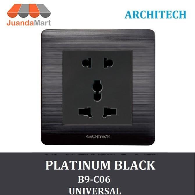 [JM] ARCHITECH PLATINUM B9-C06 BLACK STOP KONTAK - COLOKAN UNIVERSAL PROMO