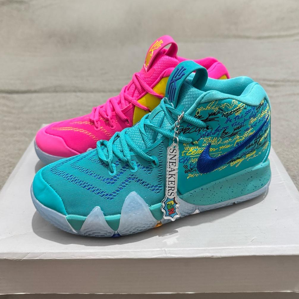 cuci gudang sepatu basket kyrie 4 nba 2k18 teal pink premium original