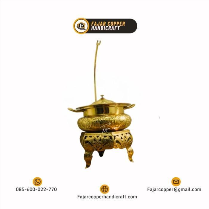 Pemanas makanan kuningan , chafing dish tembaga kuningan