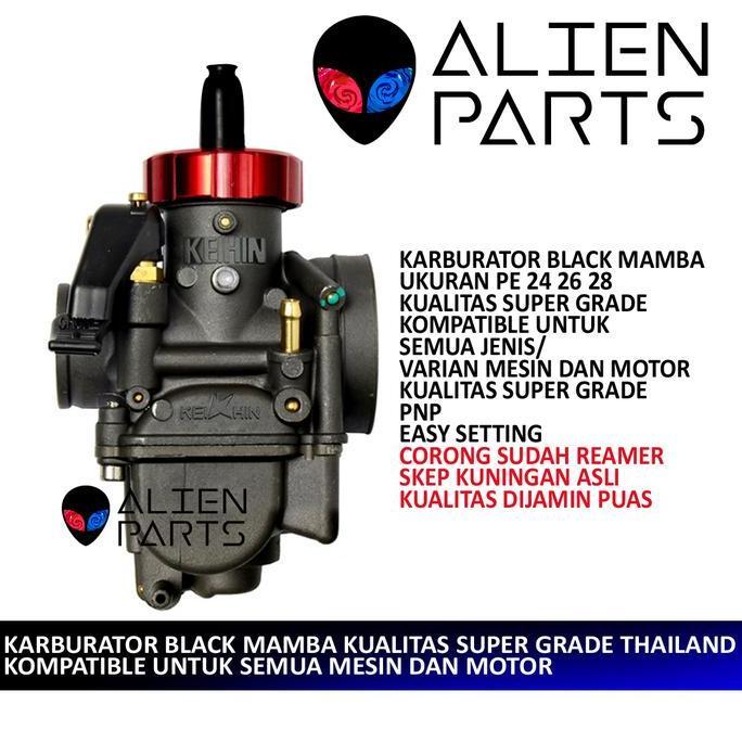 Promo (COD) KARBURATOR KEIHIN PE 28 26 24 BLACK MAMBA SKEP KUNINGAN THAILAND PE28 PE26 PE24 HITAM SE