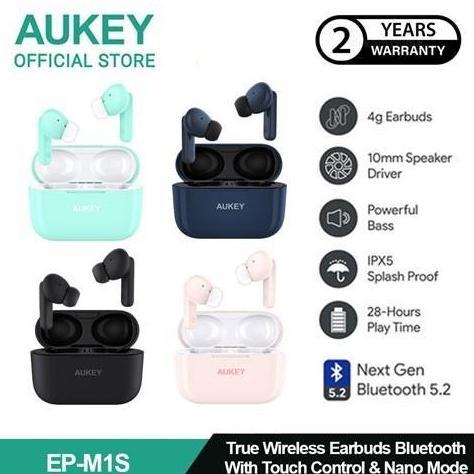 WIRELESS EARPHONE IPX5 4G AUKEY TWS EP-M1S EARBUDS BLUETOOTH BLUETOOTH STABIL