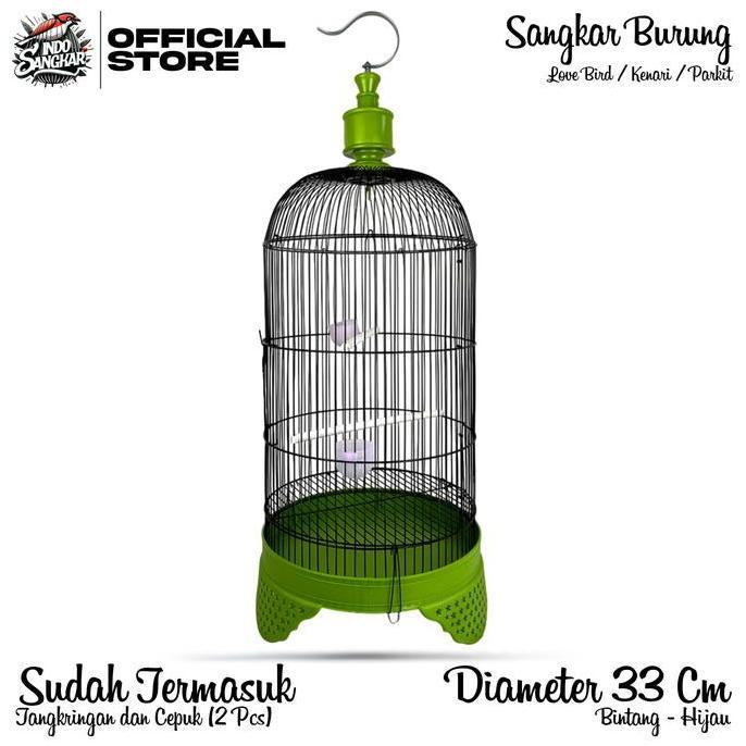 PROMO DISKON - Sangkar Kandang Burung LOVEBIRD / KENARI / PARKIT Diameter 33 Cm Bintang Biru Tua | S