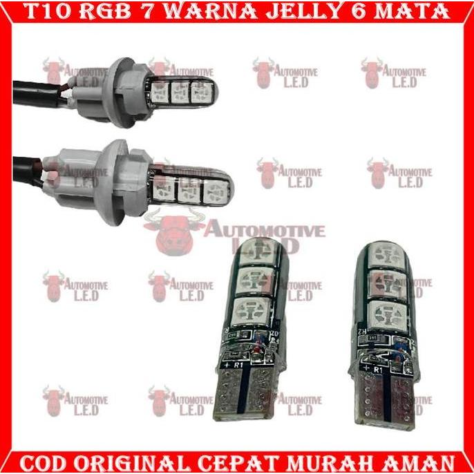 VASRUFK ORIGINAL LAMPU T10 6 LED JELLY RGB 7 WARNA FLASH | LAMPU SEIN COLOK JELLY RGB T10 RGB 7 WARN