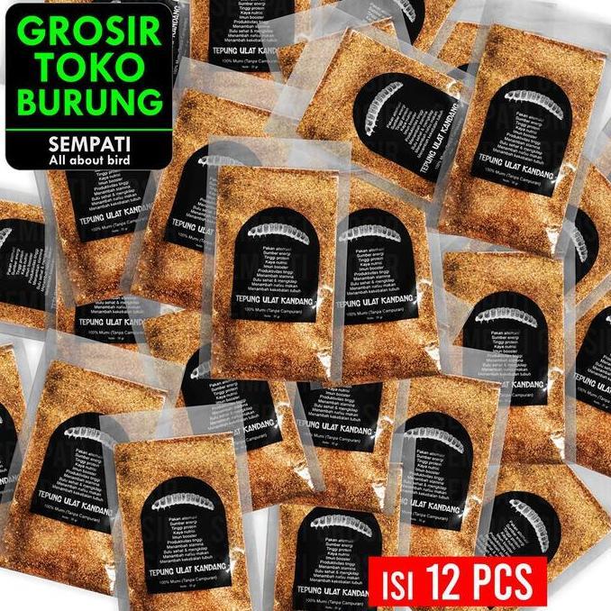 SEMPATI GROSIR Tepung Ulat Kandang Kering Sempati 35 Gram Isi 12 Pcs Ulet Serbuk Pakan Makanan Burun