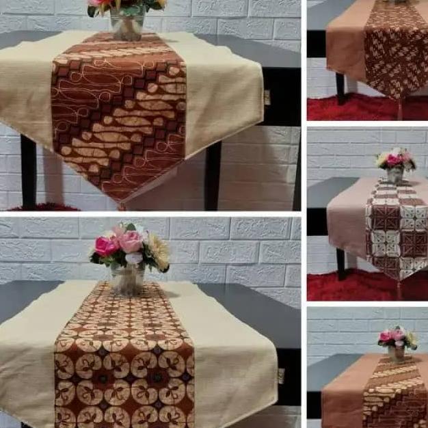 "Zira" Taplak Meja Panjang Batik, Taplak Meja Dua Lapis Tenun Batik