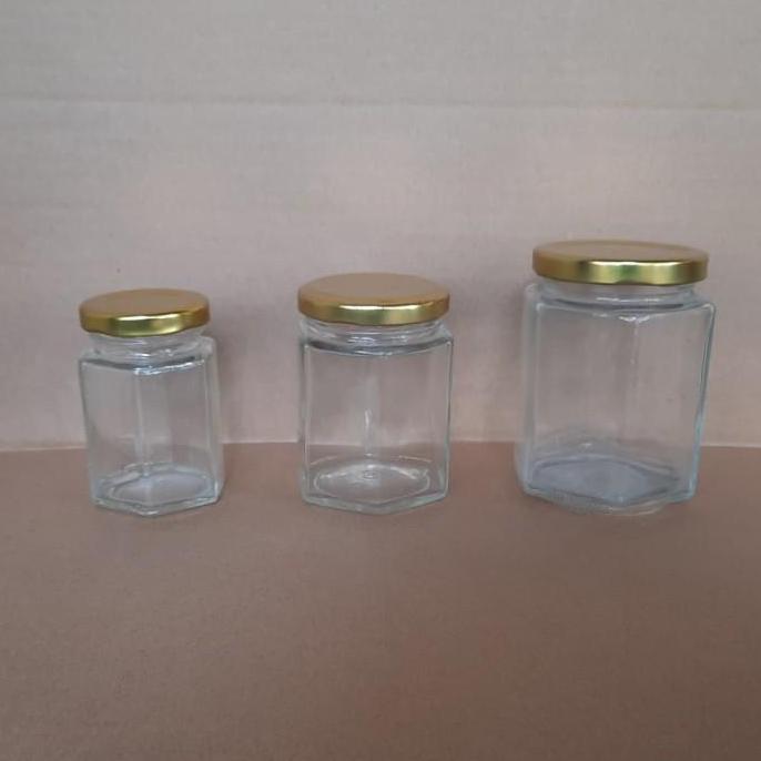 Jar kaca segi enam / hexagonal 280 ml 100% baru import