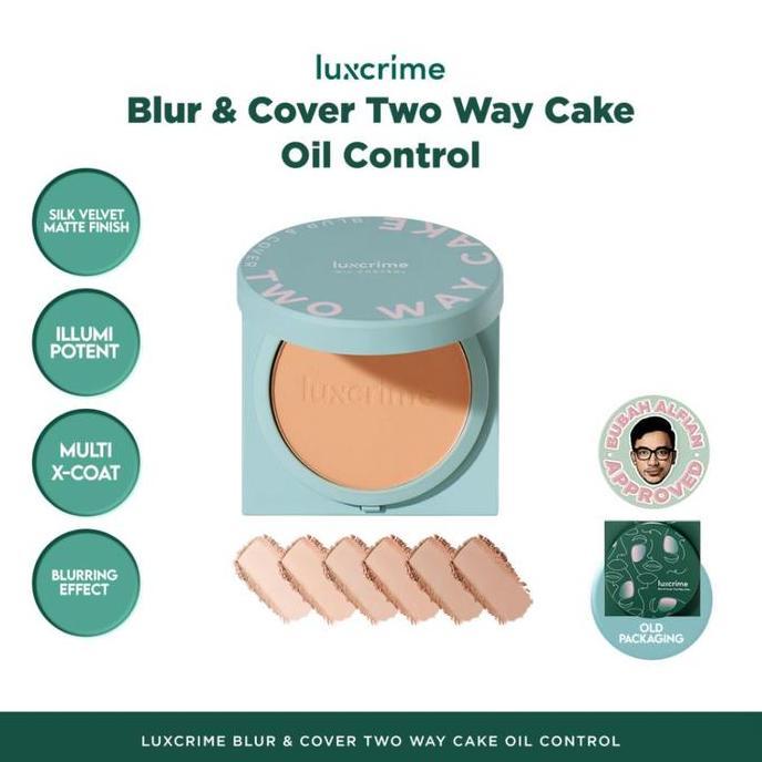 HARGA PABRIK - Luxcrime Blur & Cover Two Way Cake Powder Bedak Foundation Padat Oily Translucent