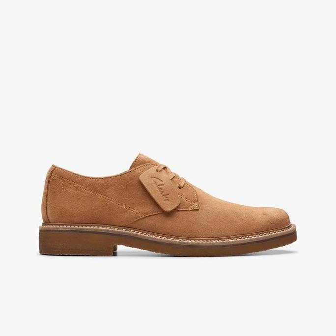 Ready CLARKS ClarkdaleDerby Light Tan Suede Original Loafers Pria Leather