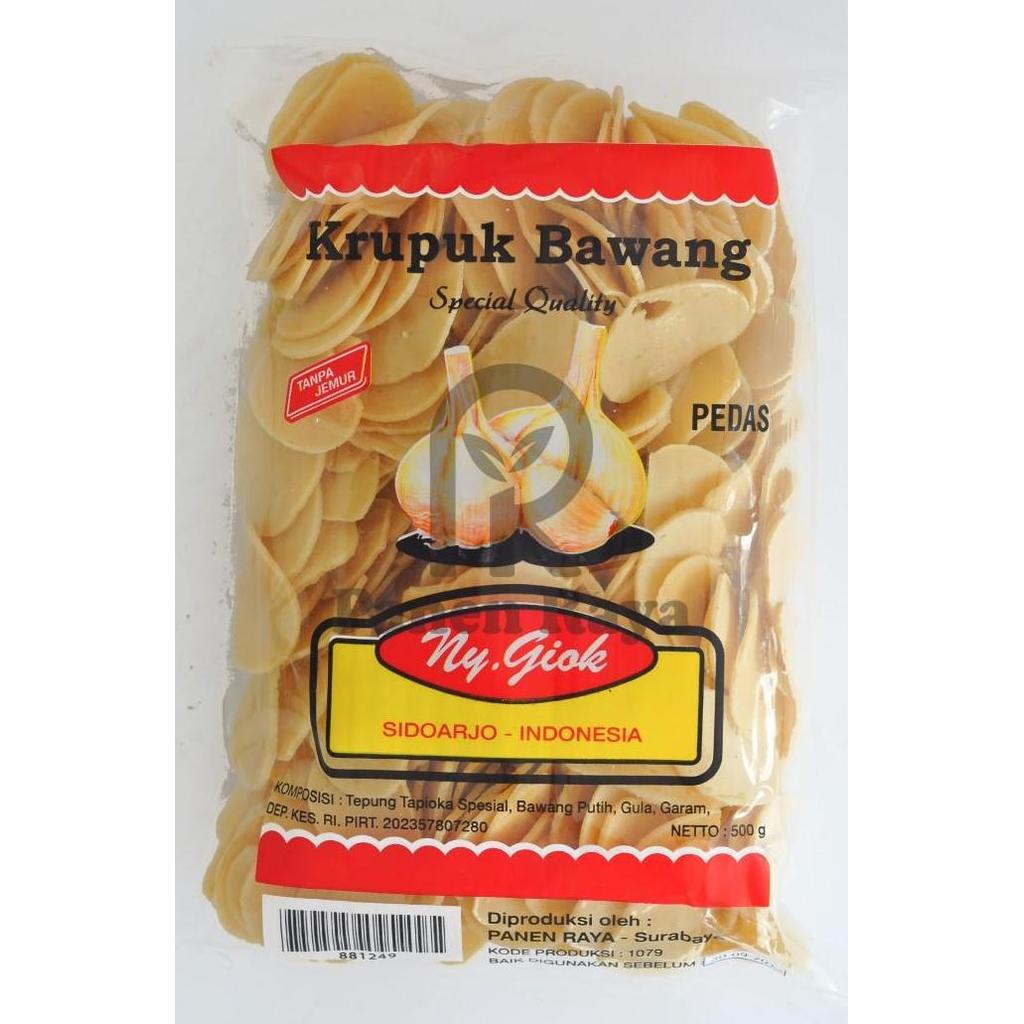 Kerupuk Bawang Ny Giok Pedas 500gr Krupuk Mentah Enak Camilan Cemilan