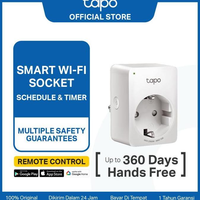 TP-LINK TAPO P100 SMART PLUG WIFI COLOKAN WIRELESS IOT SMART HOME DENGAN TIMER DAN KONTROL JARAK JAU