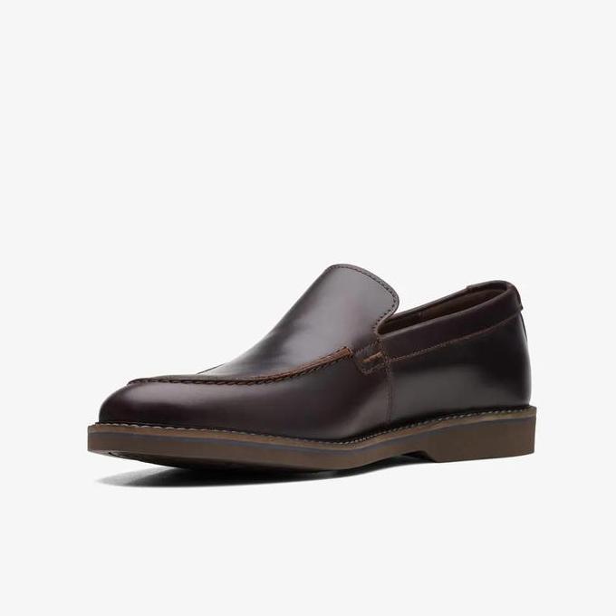 Ready CLARKS AtticusLT Edge 100% Original Sepatu Slip On Pria Leather-Brown