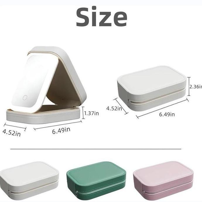 Kotak Perhiasan Dengan Cermin/Kotak Penyimpanan Kotak Kosmetik Dengan Lampu Led/ Makeup Lampu LED Be