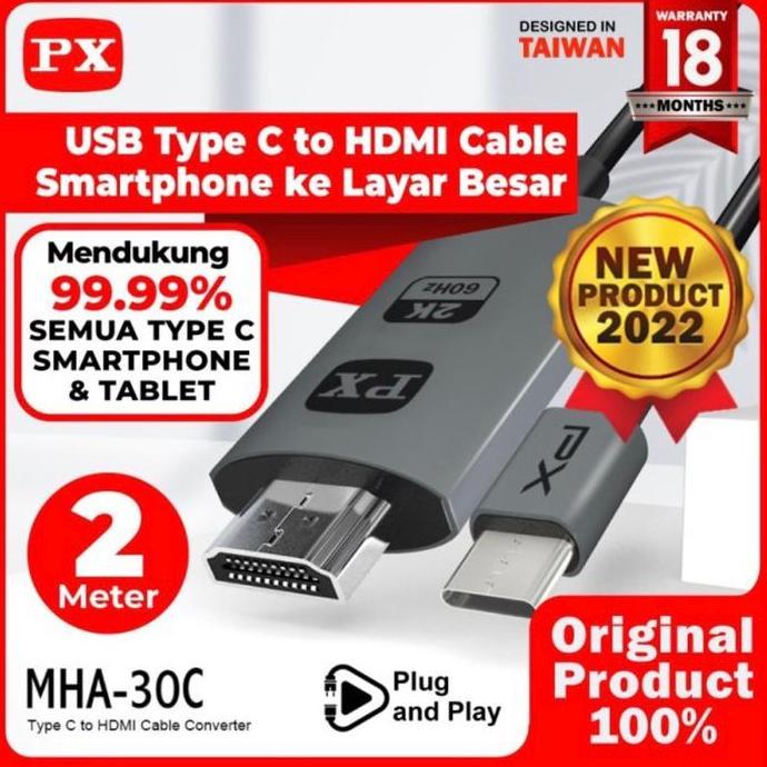 LETTER1 Kabel Converter Type C Tablet Smartphone to HDMI TV 2M PX MHA-30C