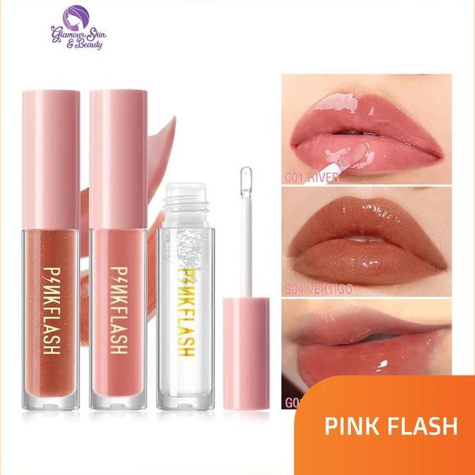 HARGA GROSIR - Pinkflash Oh My Gloss Lasting Glossy Lipgloss Lipstick Orange lipstik warna