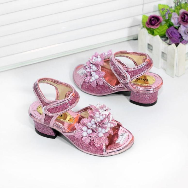 DISKON ROSALINA SANDAL PESTA ANAK PEREMPUAN HAK TAHU 3CM TALI ANGGUR