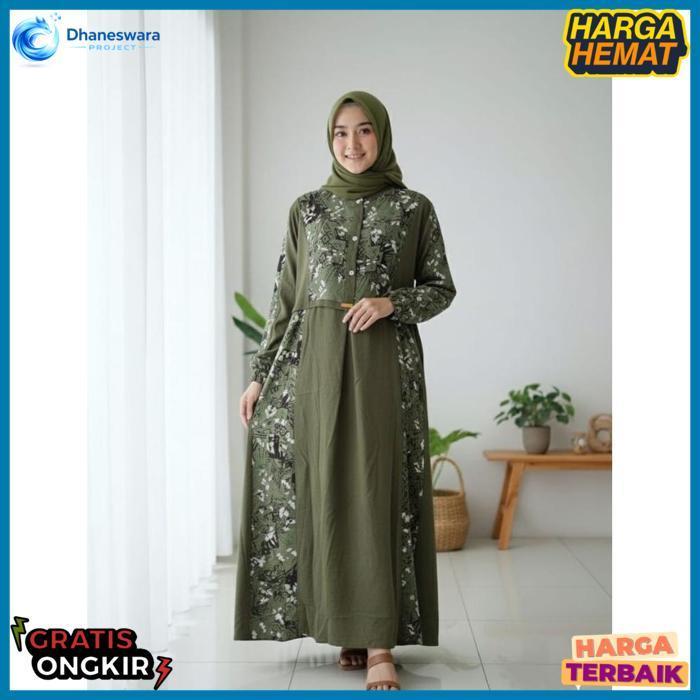 New Gamis Muslimah Lebaran 2026 Model Terbaru,Gamis Dewasa Jumbo Busui Bahan Crinkle Aleva Motif Bun
