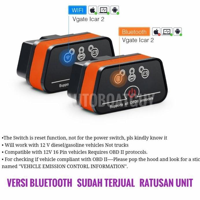 VGate ICAR 2 VERSI WIFI OBD2 ELM327 OBD Scanner Mobil Cocok IOS APPLE