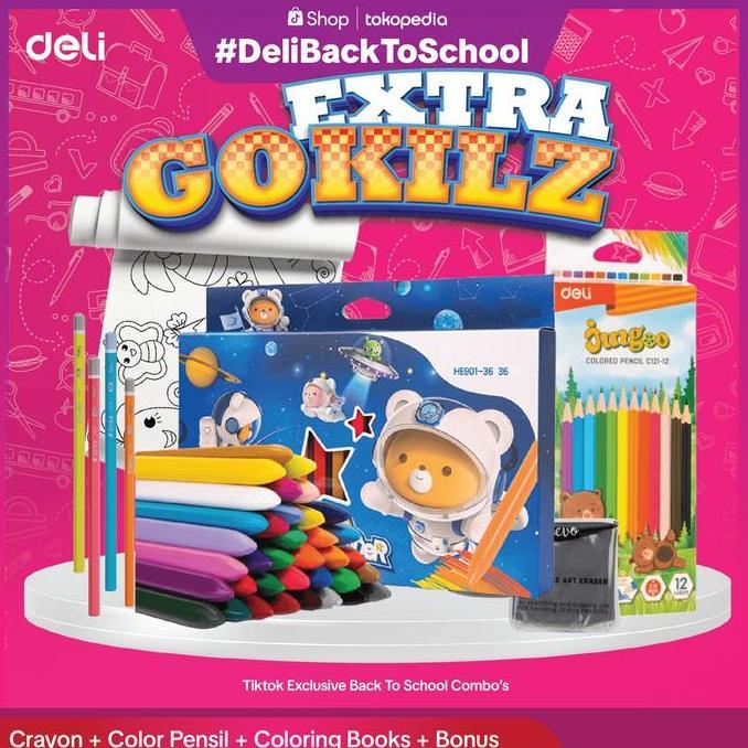 [EXTRA GOKILZZZ] "Combo Crayon + Pensil Warna + Buku Mewarnai + BONUS, Set Lengkap untuk Kreativitas