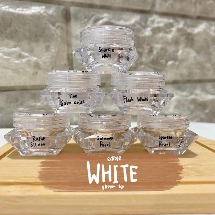 WHITE COLORED EDIBLE GLITTER 1 GR - GLITTER DEKORASI MAKANAN MINUMAN
