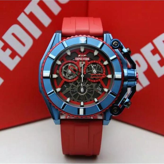 Ready EXPEDITION EXP3009 E3009 EXP 3009 E 3009 RUBBER STRAP BLUE RED ORIGINA