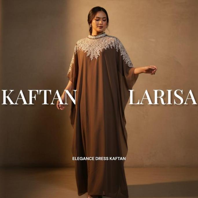 Dress / Kaftan LARISA Casual Trendy Wanita Best Seller Ceruty Mewah Jumbo Payet Bordir Cantik - Dres