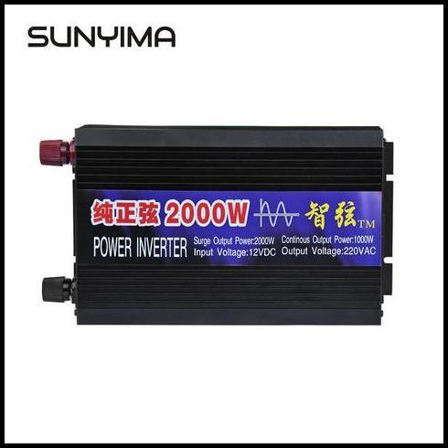 TERBARU SUNYIMA PURE SINE WAVE CAR POWER INVERTER DC 12V SY2000 - BLACK 