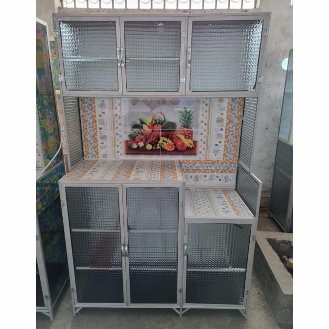 Rak Piring 3 Pintu Aluminium Kaca