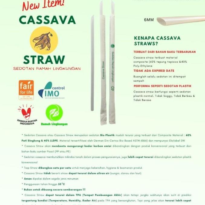 Cassava Straw/Sedotan Cassava Runcing 6mmx20cm Wrap Paper