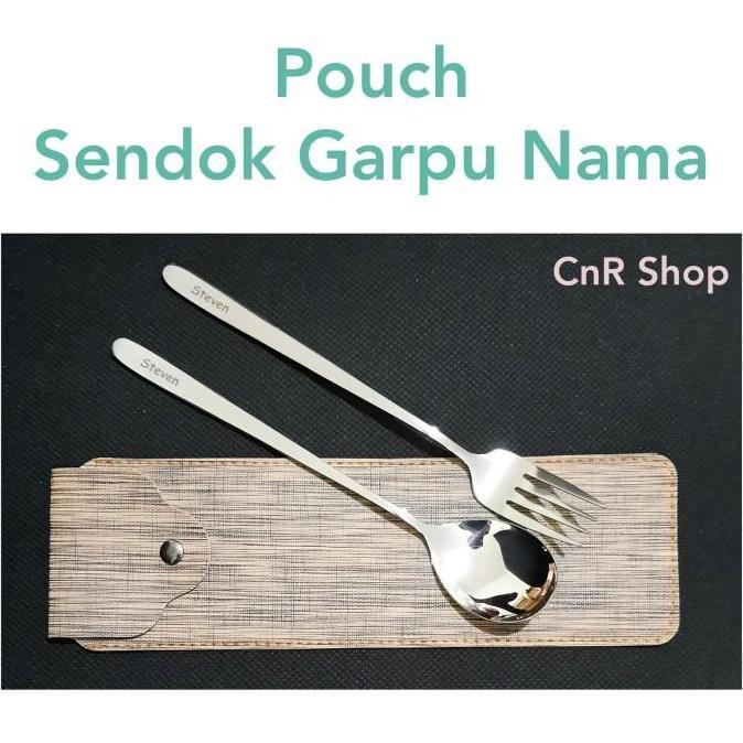 grafir nama sendok garpu set korea pouch