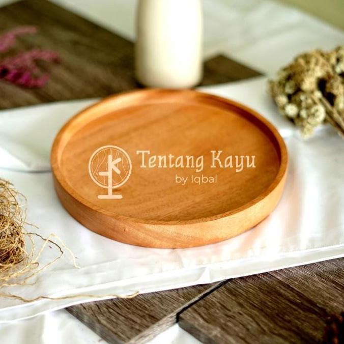 Round Tray Nampan Kayu Bulat Baki Kayu Bulat Ukuran Besar dan Kecil