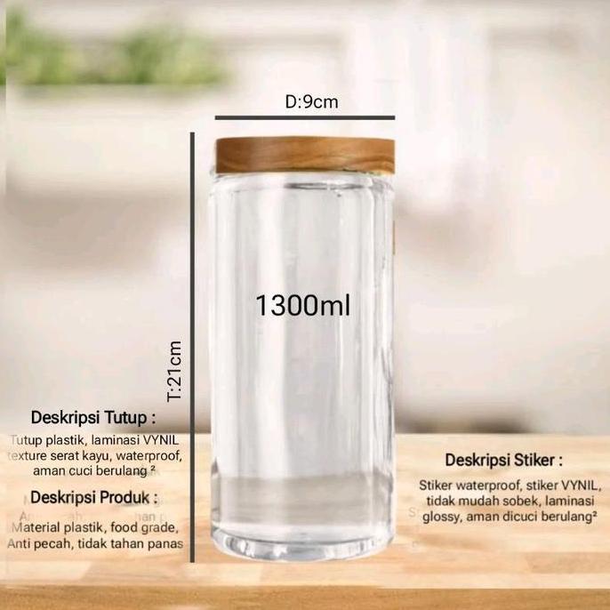 MINIMALIS DESIGN Toples TABUNG Toples plastik kayu toples bumbu toples estetik GRATIS STIKER WATERPR