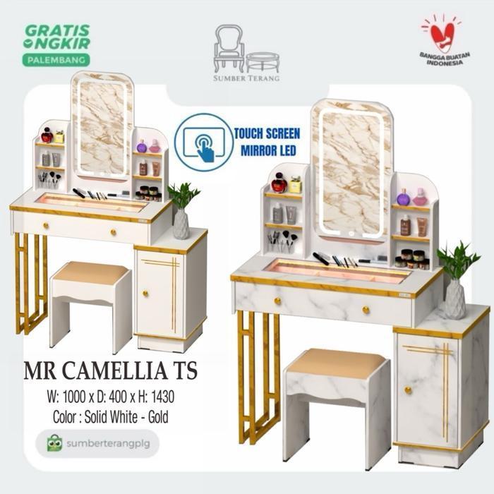 Meja Rias Lampu LED Touch Screen Meja Rias Vanity Mirror Meja Rias Dressing Table Matkens MR CAMELLI