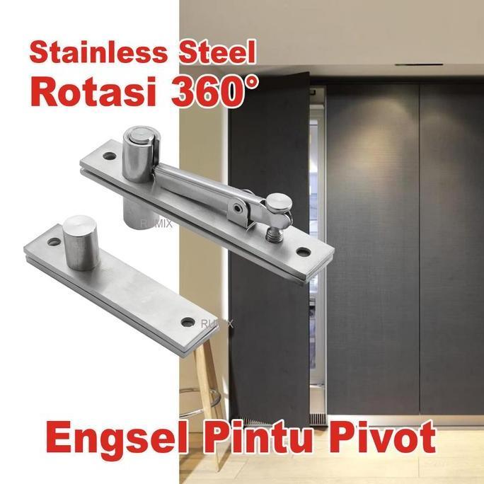 Engsel Pivot Atas Bawah Set Engsel Pintu Ayun Stainless Steel Tanam Lantai Pintu Kayu Putar Rumah Sw