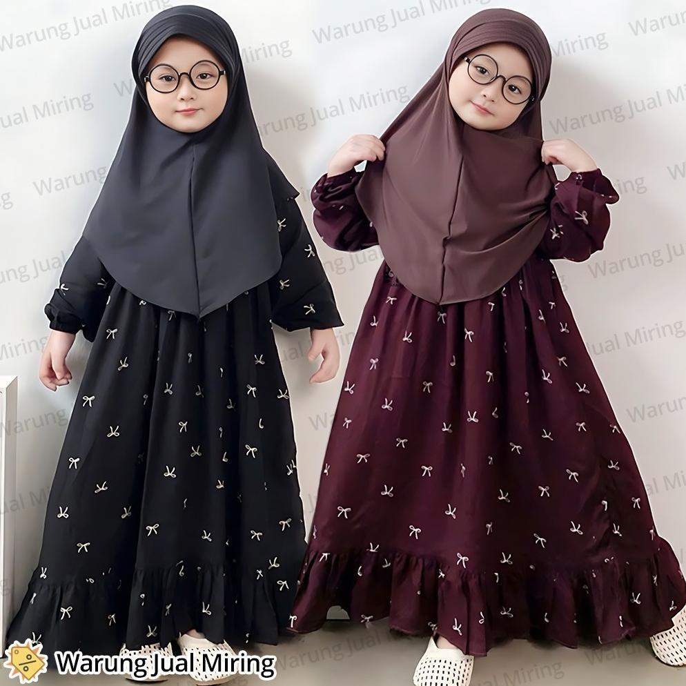 Gamis Anak - Gamis Anak Perempuan Rayon Motif Bunga 2-12 Tahun Dress Setelan Baju Muslim Cewek Balit