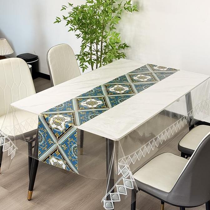 Loyal Bosque Taplak Meja Transparan+Motif Anti Gores Anti Cakar Kucing / Taplak Meja Makan Plastik B