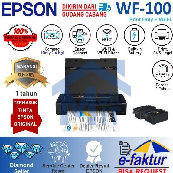 Softrit- Printer Epson Wf-100 Wf100 Wf 100 Portable Wifi Direct Pigment Resmi