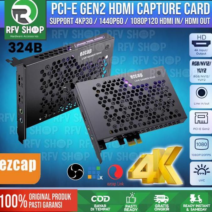 TERMURAH - EZCAP 324B PCIE GEN2 PCI HDMI VIDEO CAPTURE  CARD LIVE 4K 324