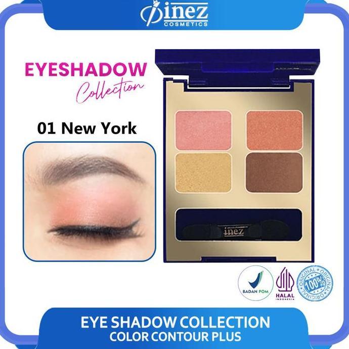 PROMO DISKON - Inez Eyeshadow Collection NewYork 01 Eye Shadow 4 Warna Natural UV Protection & Tekst