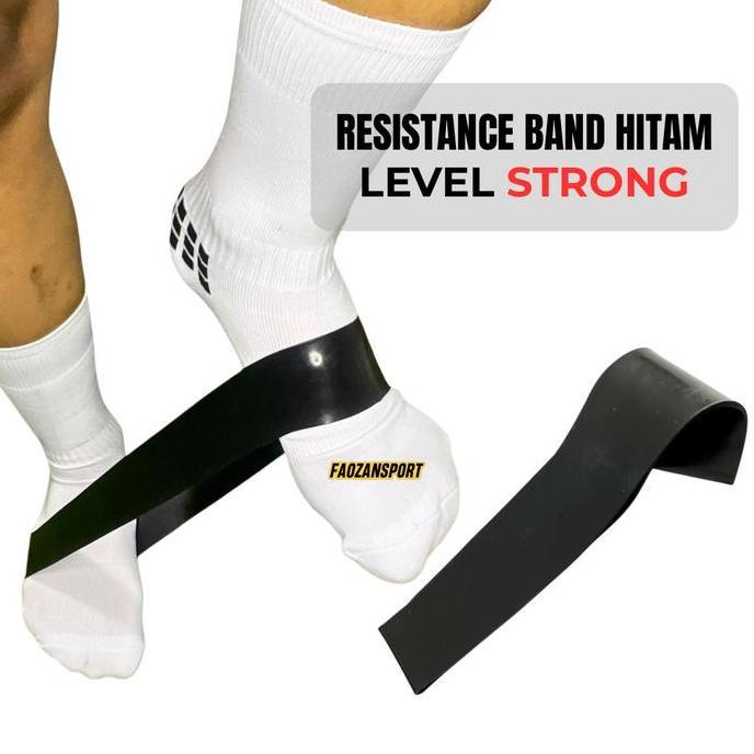 Resistance Band Karet Latihan Otot Kaki Polos Hitam Olahraga Outdoor Level Strong
