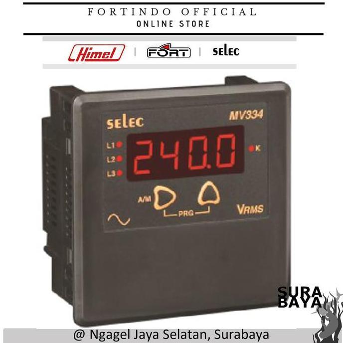 TERBARU - Digital LED Volt Meter 3Phase 4 wire Selec MV334 FORT PANEL SURABAYA