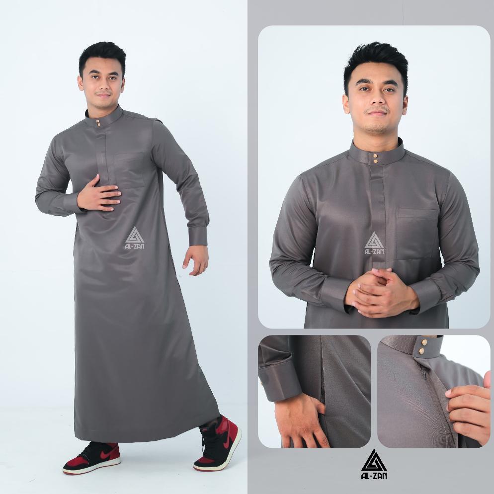 WAJIB PUNYA Gamis Pria Slimfit Jubah Pria Jubbah polos kancing kotak Jubah Gamis Muslim Pria Model T