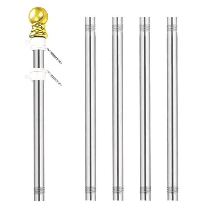 DPC Store 1 SET Tiang Bendera Portable Baja Tahan Karat Teleskopik 2 Meter Stainless Steel Adjustabl