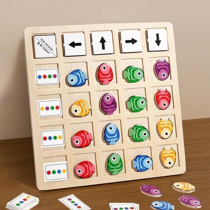 DIKARTELLA Arah Ikan Kayu Mainan Edukatif Ana Mainan Permainan Memori Mainan Permainan Memori Berlat