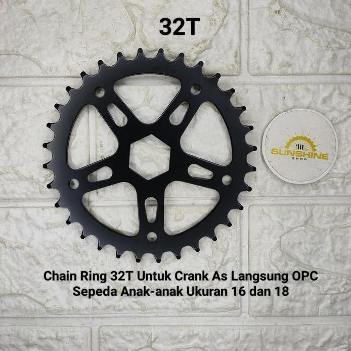 Chain Ring Piringan 32T Untuk Crank Gir Tengah As Langsung Sepeda Anak 16 18