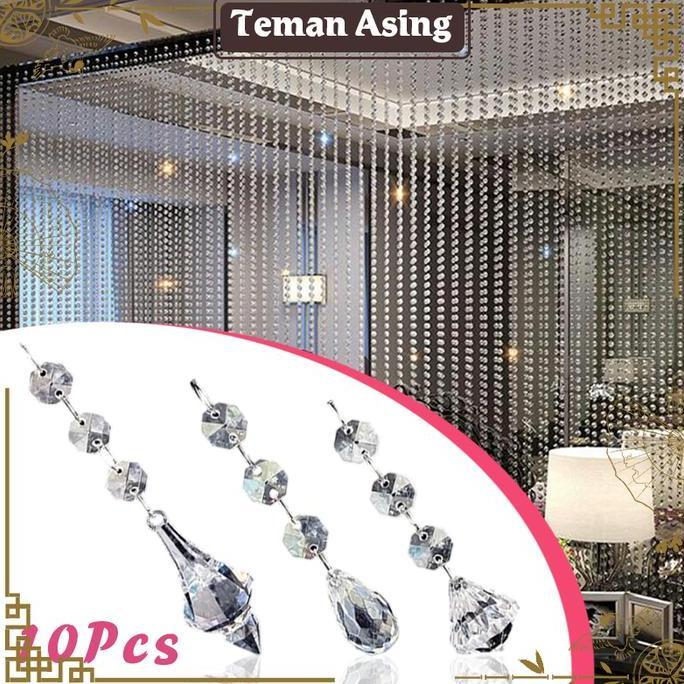 AWAYESH 10Pcs Tirai Crystal Acrylic Tirai Manik Kristal Kaca Tirai Manik Kristal Mengkilap