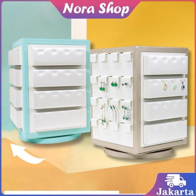 DIKARTELLA Rak Display Putar Perhiasan Kalung Cincin Rak Anting Putar 360 Magnetik